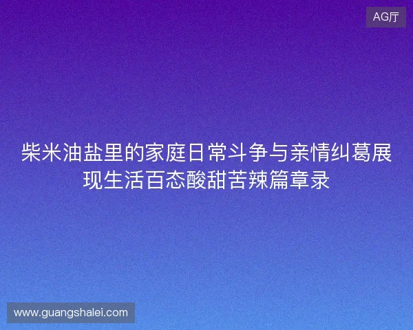 柴米油盐里的家庭日常斗争与亲情纠葛展现生活百态酸甜苦辣篇章录